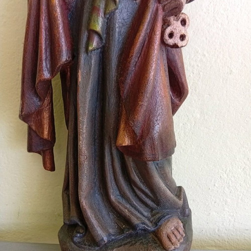 Wood sculpture used, hand-painted, 65 cm with gilding