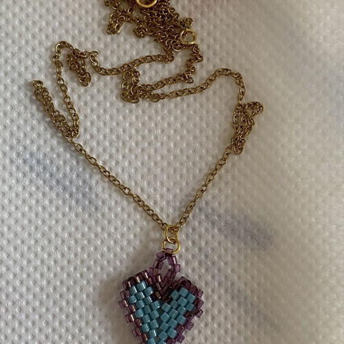Heart pendant with Miyuki beads and chain