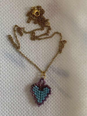 Heart pendant with Miyuki beads and chain