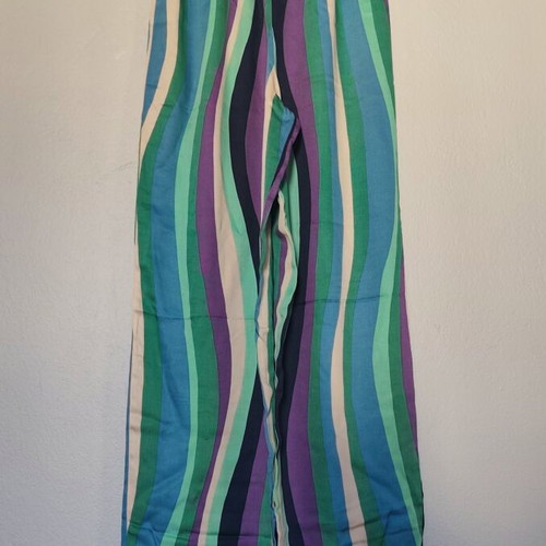Innocent satin wide-leg pants like new, colorful stripes, size S