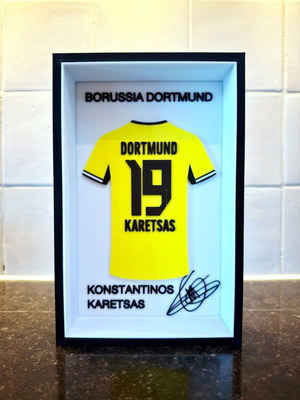 Konstantinos Karetsas #19 Borussia Dortmund framed jersey logo