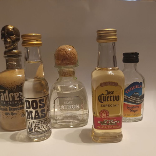 Tequila miniatures, pack of 5, sealed