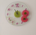 TFOUND ARTCLOCK wall clock with pink gerbera flowers