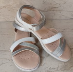 Geox sandals size 34 like new, white and silver leather
