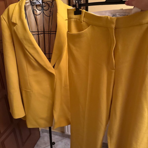 Zara Suit Set Blazer and Trousers XXL Like New Yellow