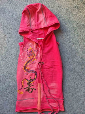 Just Angels vest top new, pink with dragon embroidery