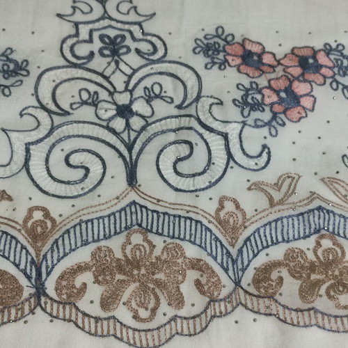 Pashmina scarf new, white and blue, 73x190 cm