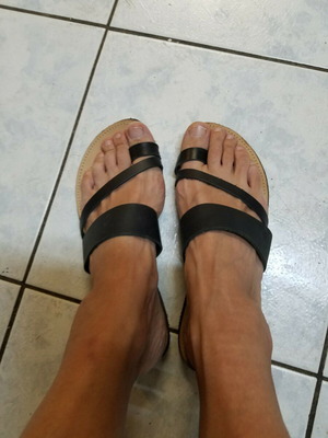 Handmade leather sandals size 37, black