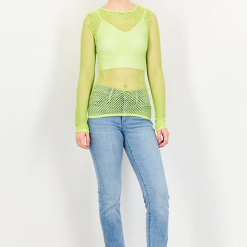 Bershka mesh top like new, electric green