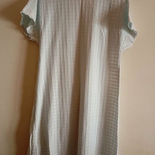 Cotton robe size S new, light green with satin ribbon
