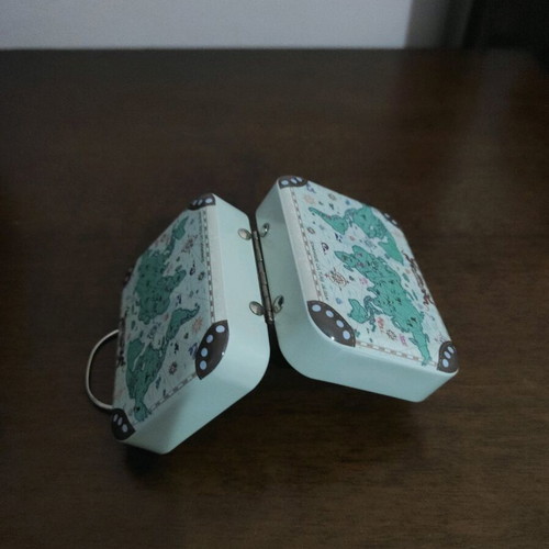 Metal decorative storage box like new with world map design
