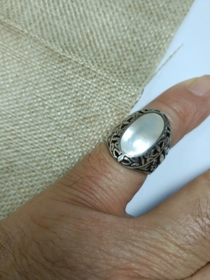 925 Silver Ring with Stone used, weight 6.7 grams, size 17.5 mm