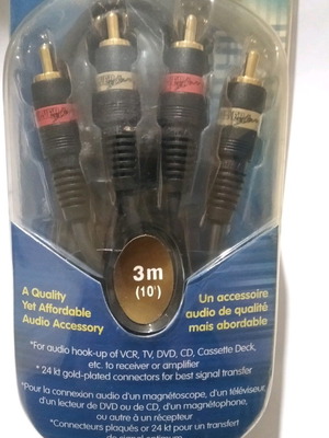 RCA cable 3m like new with 24K gold plated plugs