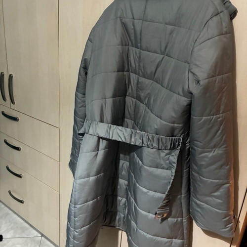 Magnetic Couture Long Jacket New With Detachable Hood And Belt Gray Silver
