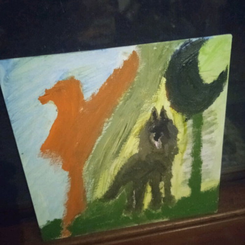 Dog in the night painting made to order