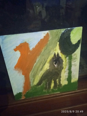 Dog in the night painting made to order