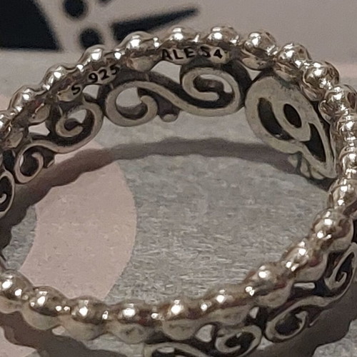 Pandora ring new with blue zircon and heart design