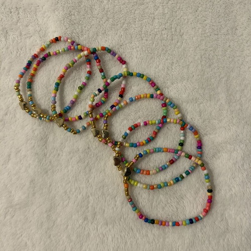 Fashion jewellery set with 6 pairs of earrings, necklace, and 7 handmade bracelets multicolor