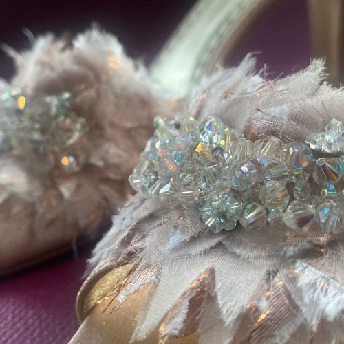 Angeli Inguileti bridal heels with feathers and Swarovski like new, size 39