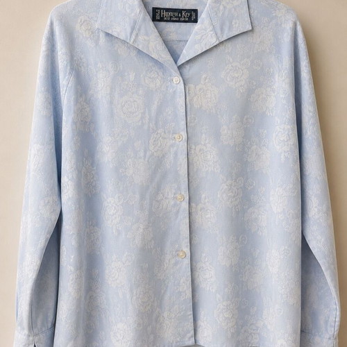 Hilditch & Key women's shirt Made in Britain, blue floral paisley