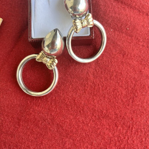Vintage silver earrings 925 with gold-plated bow, like new