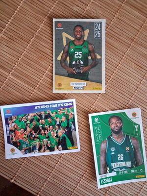 Panathinaikos EuroLeague card set 3 new, Nunn Silver, Lessort, 2007