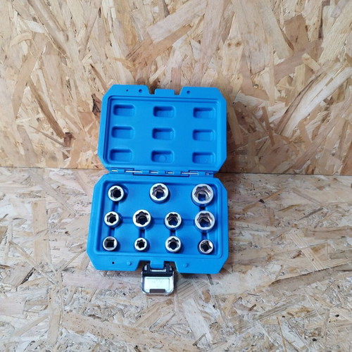 Set of 11 damaged screw sockets new, chrome vanadium