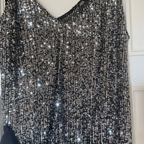 Bodysuit M black with silver sequins like new