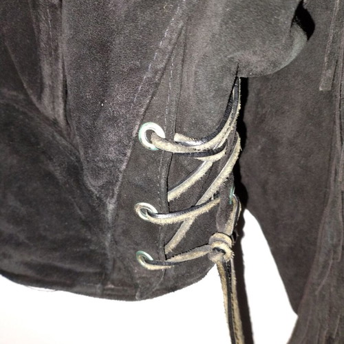 Vintage western jacket used, leather suede with fringes