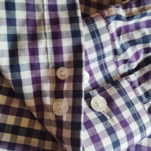 Elvina Man men's checkered shirt M/L, purple blue white