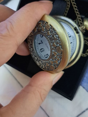 Vintage pocket watch with chain new, retro collectible