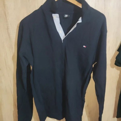 Tommy Hilfiger polo shirt, long sleeve, 3XL, slim fit, blue