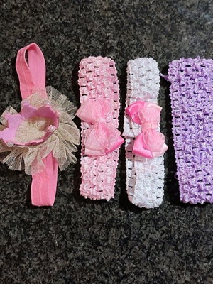 Baby hair ribbons like new, set of 8 multicolored