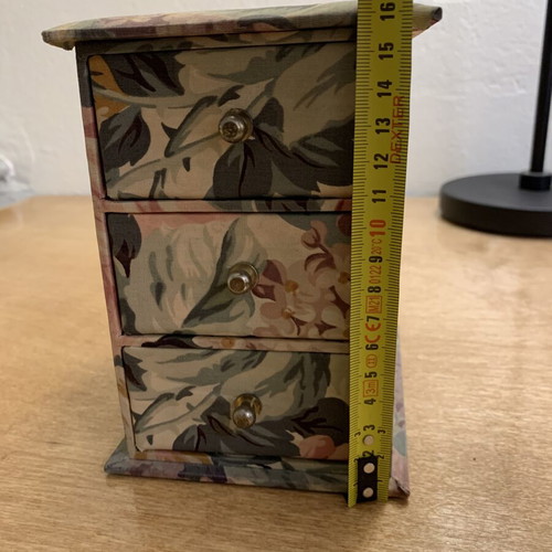 Fabric Jewelry Drawer used, height 16.5cm width 11.5cm length 14cm
