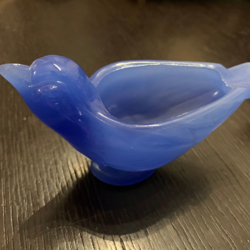 Decorative glass figurine bird-shaped blue color like new