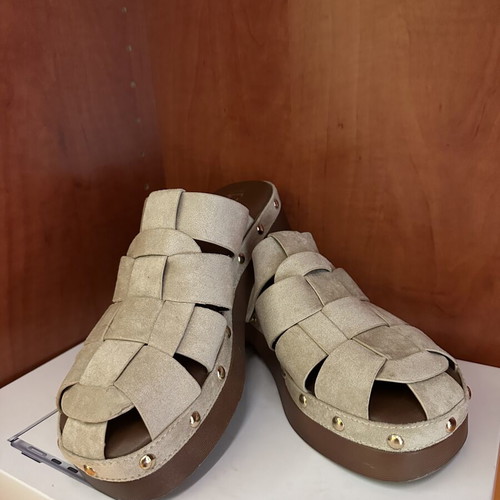 Beige platform mules, size 39