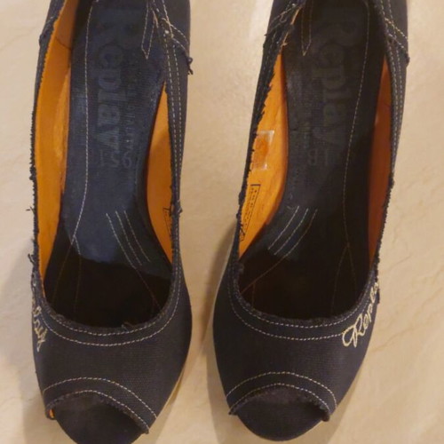 Replay peep-toe blue shoes used, size 38