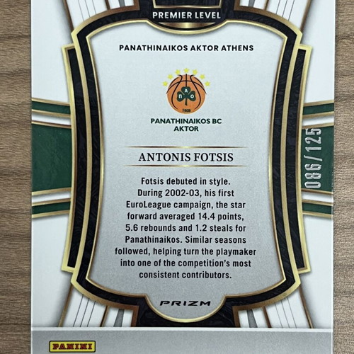 2025-26 Panini Select Euroleague Basketball Antonis Fotsis card like new