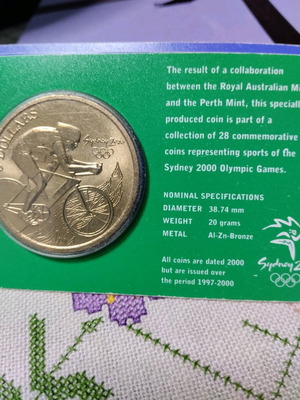 5 Dollar Coins Sydney 2000 Olympic Games new, pack of 4