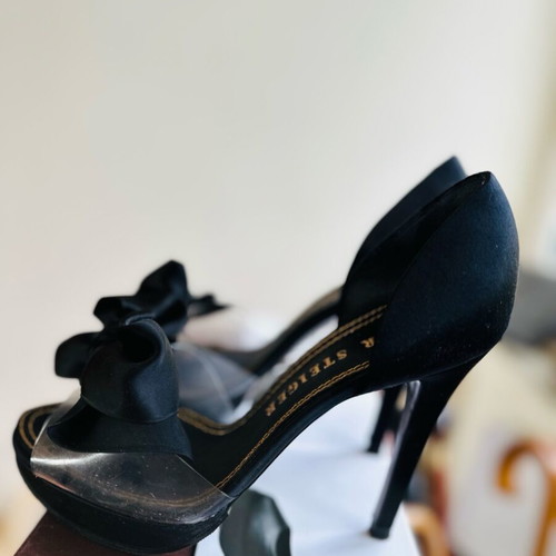 Walter Steiger satin sandals with transparency like new, black