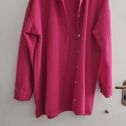 Oversized fuchsia shirt and shorts set new, fits small to large