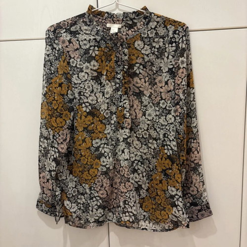 Floral Semi-Transparent Shirt H&M New, Size M 38 10, Multicolor