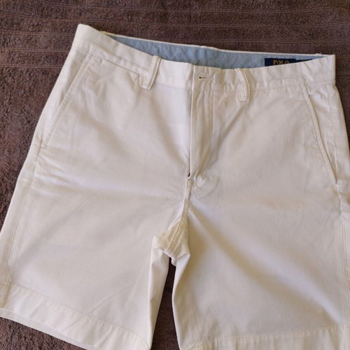 Ralph Lauren Bedford stretch straight fit chinos shorts 9" white and beige, size 33