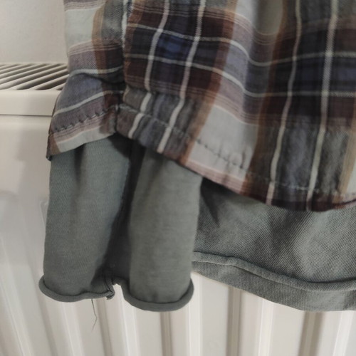 Helmi cotton dress used, airy khaki and black plaid