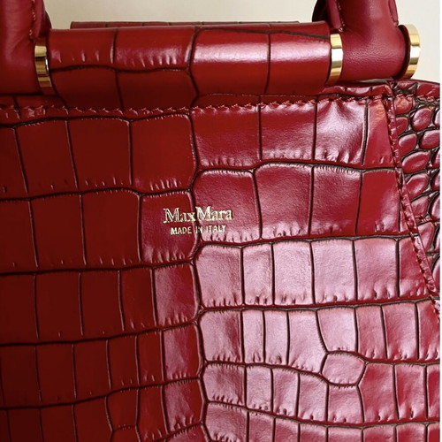 Max Mara Anita leather bag crossbody like new, red with croc texture