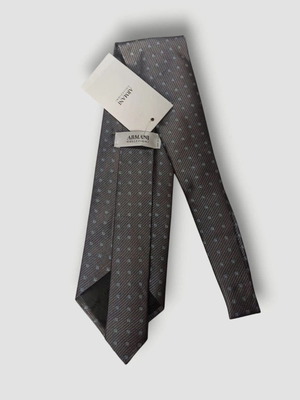 Armani Collezioni silk tie, dark grey with geometric pattern