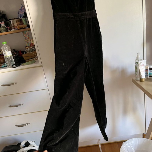 Velvet salopette used, black, size XXS