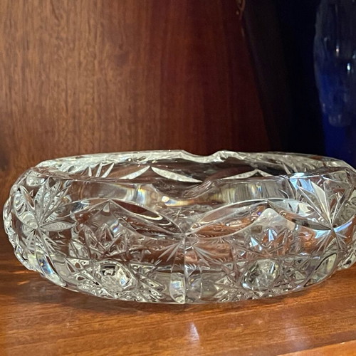 Large Bohemian Crystals Ashtray used, Bohemian crystal
