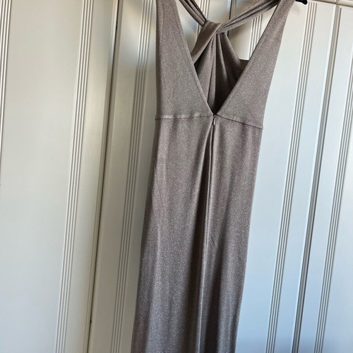 Nadia Rapti Grand Finale lurex jumpsuit new, beige and silver