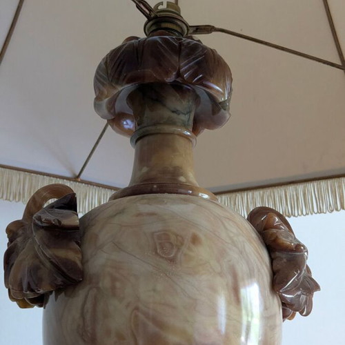 Vintage table lamp made of natural onyx alabaster, classic style